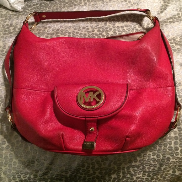 Authentic Red Leather Michael Kors Purse