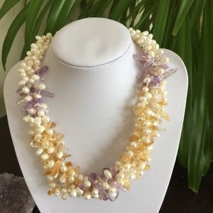 🎉HP🎉White Pearl, Citrine & Ametrine Necklace