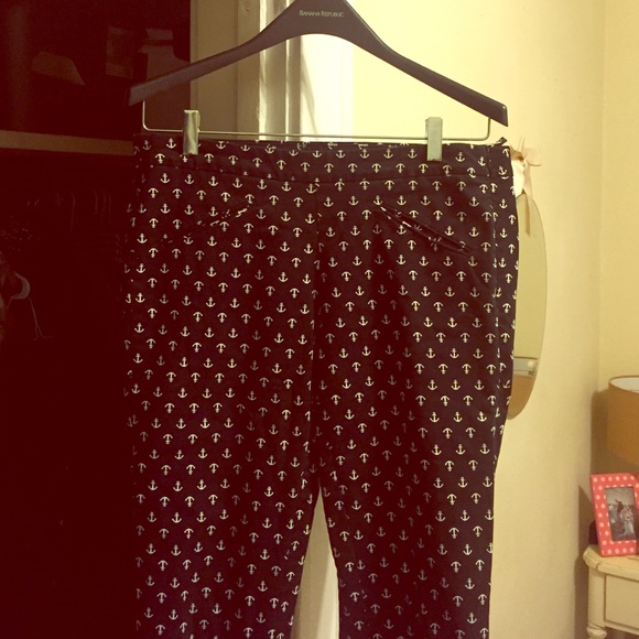 Navy Anchor Skinny Pants