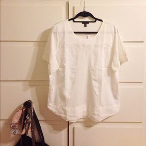 J. Crew pieced silky white t shirt