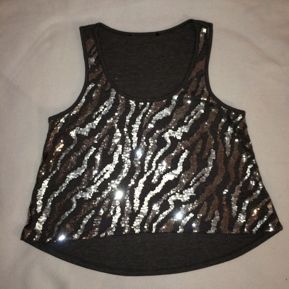 Sequin Zebra Print Top