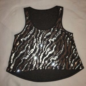 Sequin Zebra Print Top