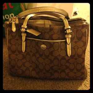 Large Brown and Gold Coach Purse