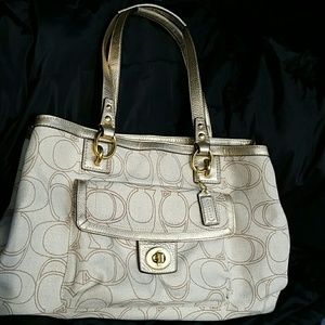 Coach canvas/leather shoulder tote