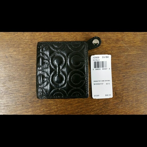 NWT Coach Black Leather Wallet
