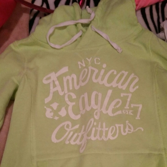 American eagle bright green hoodie size medium