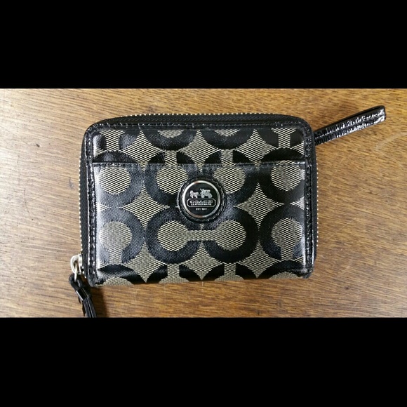 New Coach Alex Coated Zipper Leather Wallet