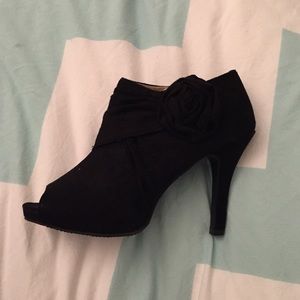 Black suede booties