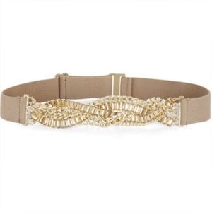BCBG MAXAZRIA braided stone and gold waist belt