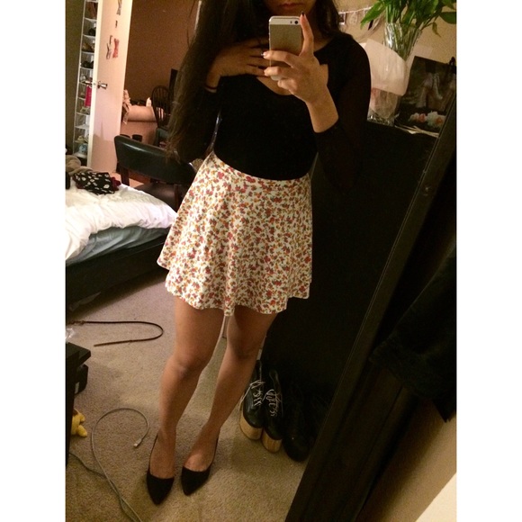 LA hearts floral skater skirt