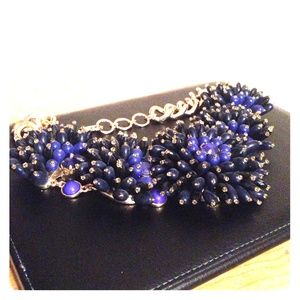 Navy, cobalt, and gold statement necklace