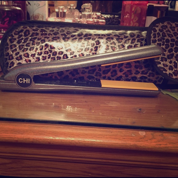 CHI iron-guard sparkle straightener, and pouch