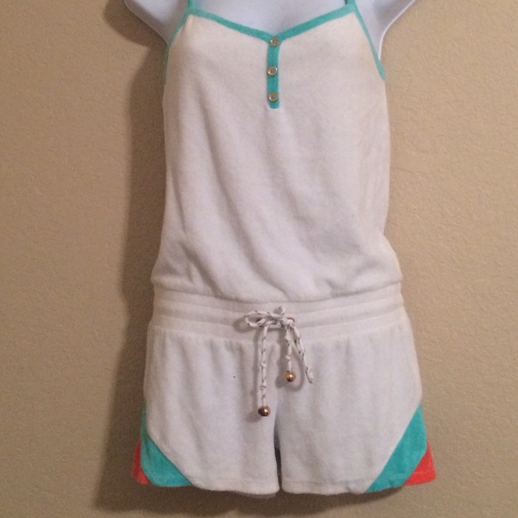 JUICY COUTURE TIFFANY BLUE AND ORANGE ROMPER SMALL