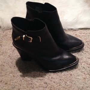 Steve Madden Black Booties with Gold Details