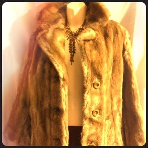 Taube London collection brown faux fur coat sz  10