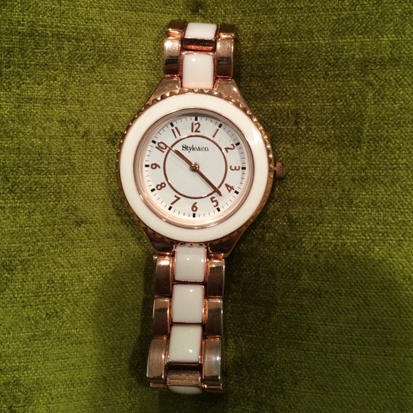Style&Co Rose gold tone and white watch