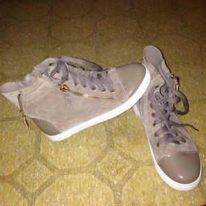 Brown high top sneakers