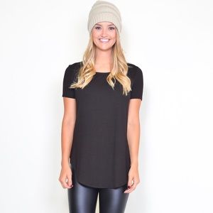 BLACK MODAL CAP SLEEVE TEE