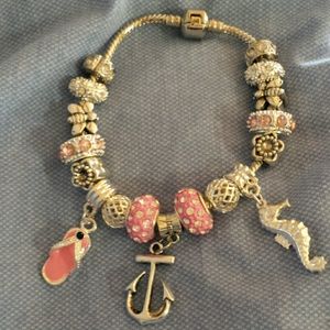 European murano glass beads and charms bracelet
