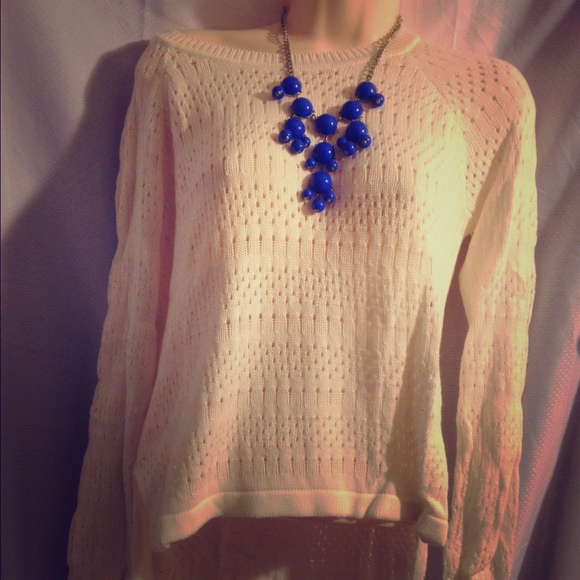 Forever 21 white long knit sweater stretchy small - Picture 1 of 4