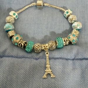 European murano lampwork glass bead and Swarovski