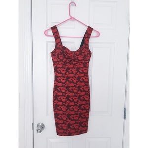 Red tight dress w/ floral design!