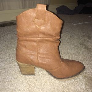 Tan heeled ankle boots