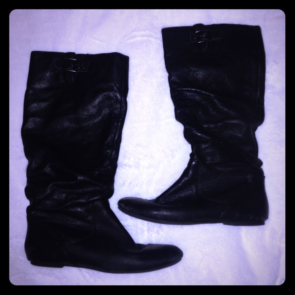 Black leather boots