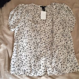 H&M cream and black blouse