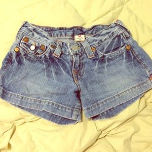 Light wash True Religion shorts