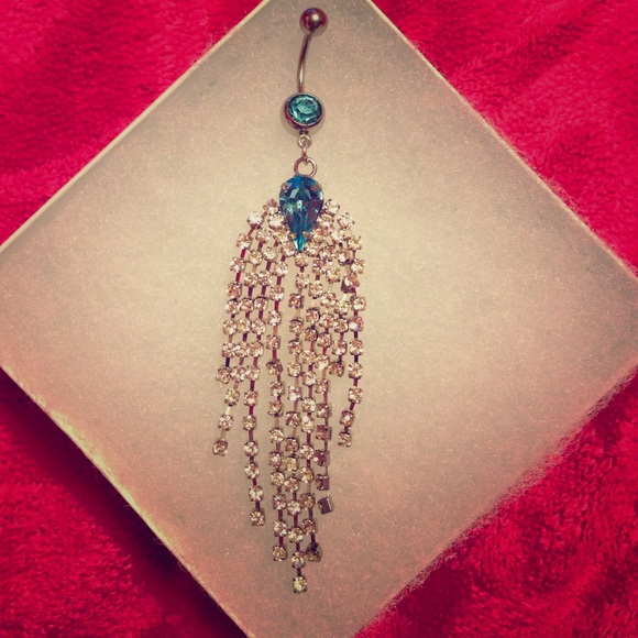 Turquoise flashy belly button ring!