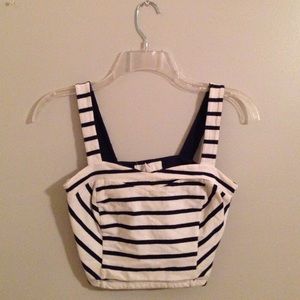 Nautical Navy and White Crop Top