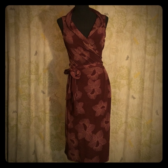 ❌SOLD❌ Burgundy Wine Floral Wrap Dress