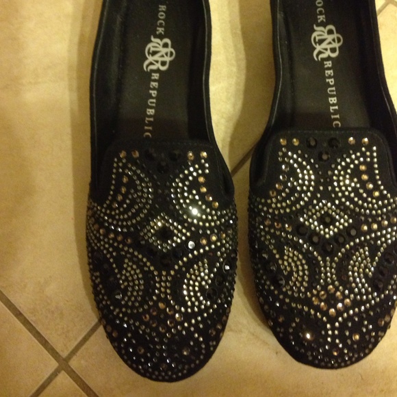 Rock republic black size seven sparkle Flatts