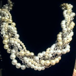 Braided pearl necklace