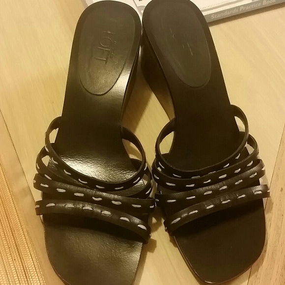Cute wooden heel slip ons