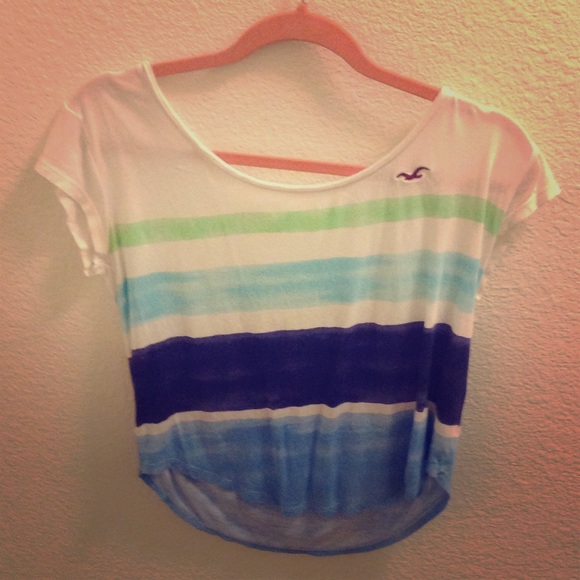 Hollister crop top short sleeve color stripes - Picture 1 of 2