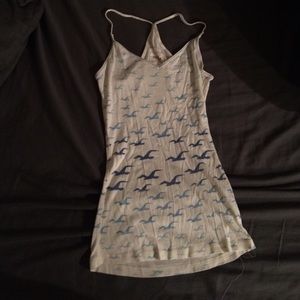 Hollister cream tank top with blue ombré logo