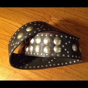 Studded Black Leather Belt
