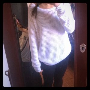 White loose knit sweater