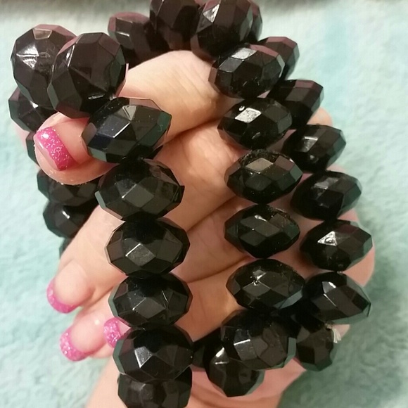 3 black acrylic bracelets