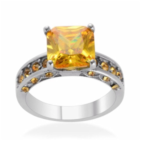 Yellow Diamond Australian Crystal Ring (Size 5)