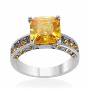 Yellow Diamond Australian Crystal Ring (Size 5)