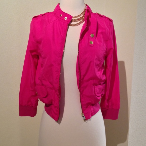 H&M Jackets & Blazers - 🎀H&M HOT PINK "member's only" style jacket!🎀