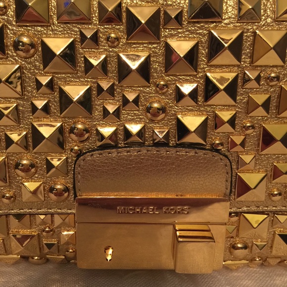 Michael Kors Gold Leather Clutch/Crossbody - Picture 2 of 4