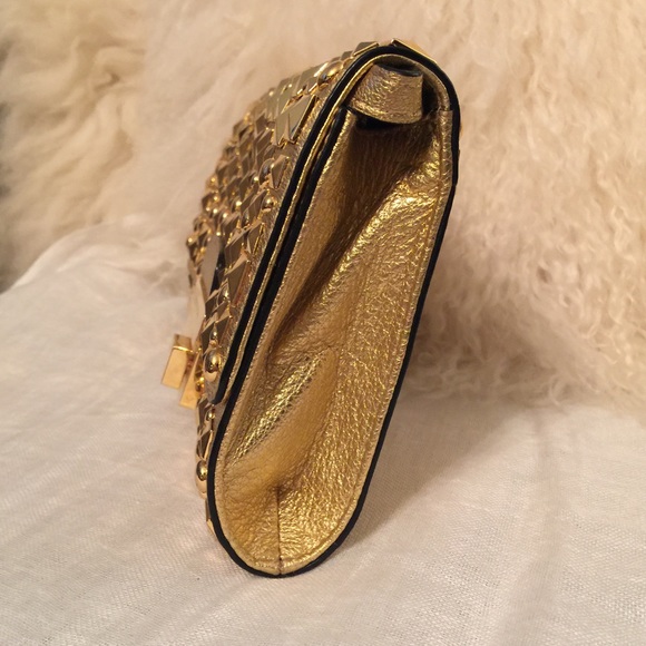Michael Kors Gold Leather Clutch/Crossbody - Picture 3 of 4