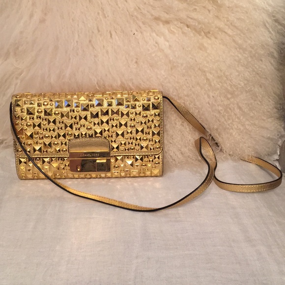 Michael Kors Gold Leather Clutch/Crossbody - Picture 4 of 4