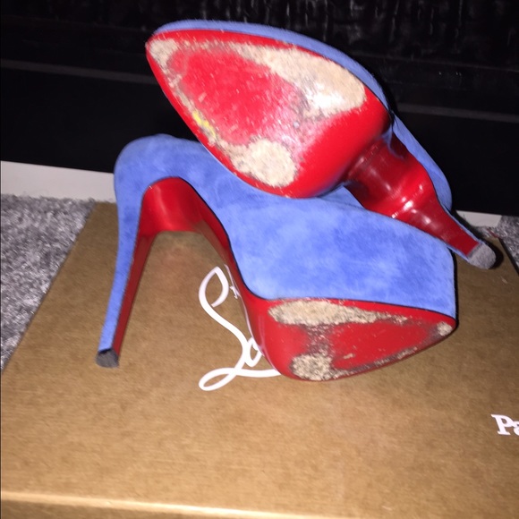 Authentic Christian Louboutin Blue Daffodile Suede - Picture 3 of 4
