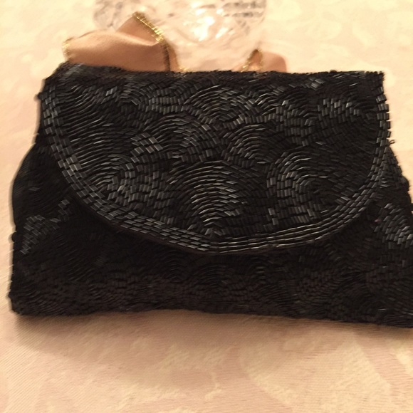 HAND BEADED WRISTLET EVENING BAG PARISIAN ANTIQUE CIRCA 1900 MADE IN FRANCE EX C