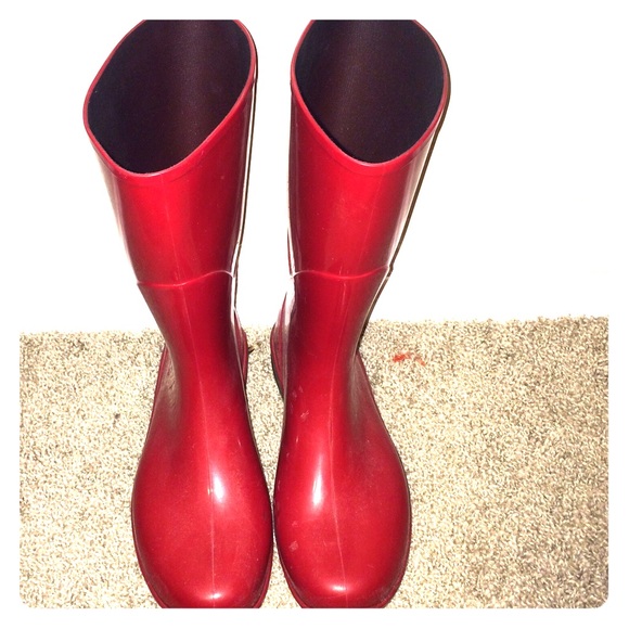 Red rain boots